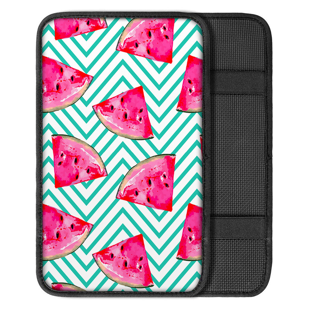 Teal Chevron Watermelon Pattern Print Car Center Console Cover