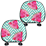 Teal Chevron Watermelon Pattern Print Car Headrest Covers
