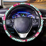 Teal Chevron Watermelon Pattern Print Car Steering Wheel Cover