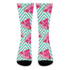 Teal Chevron Watermelon Pattern Print Crew Socks