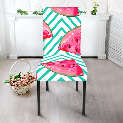 Teal Chevron Watermelon Pattern Print Dining Chair Slipcover