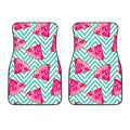 Teal Chevron Watermelon Pattern Print Front Car Floor Mats