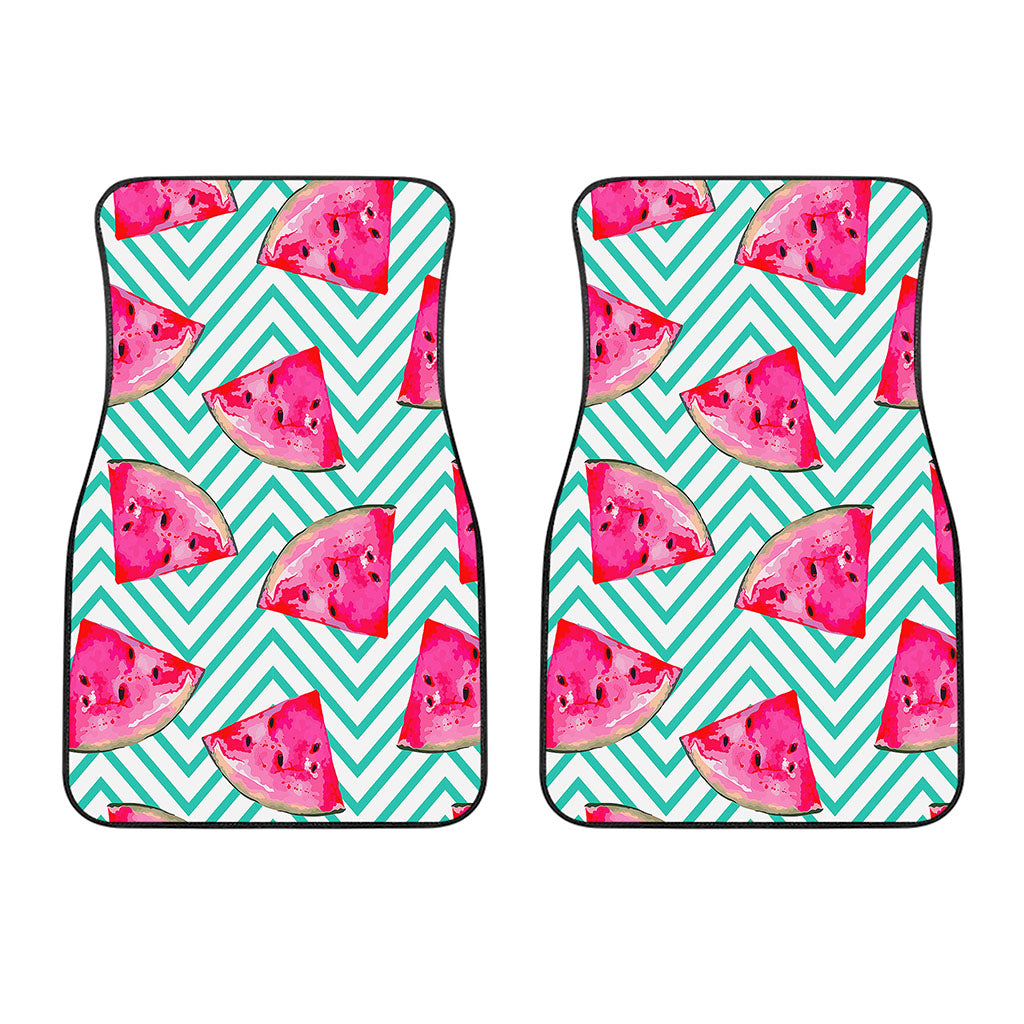 Teal Chevron Watermelon Pattern Print Front Car Floor Mats