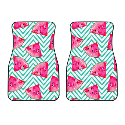 Teal Chevron Watermelon Pattern Print Front Car Floor Mats