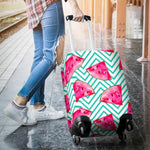 Teal Chevron Watermelon Pattern Print Luggage Cover GearFrost