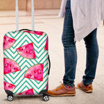 Teal Chevron Watermelon Pattern Print Luggage Cover GearFrost