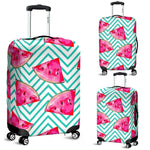 Teal Chevron Watermelon Pattern Print Luggage Cover GearFrost