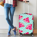 Teal Chevron Watermelon Pattern Print Luggage Cover