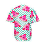 Teal Chevron Watermelon Pattern Print Men's Baseball Jersey