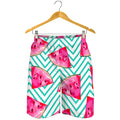 Teal Chevron Watermelon Pattern Print Men's Shorts