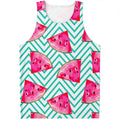 Teal Chevron Watermelon Pattern Print Men's Tank Top
