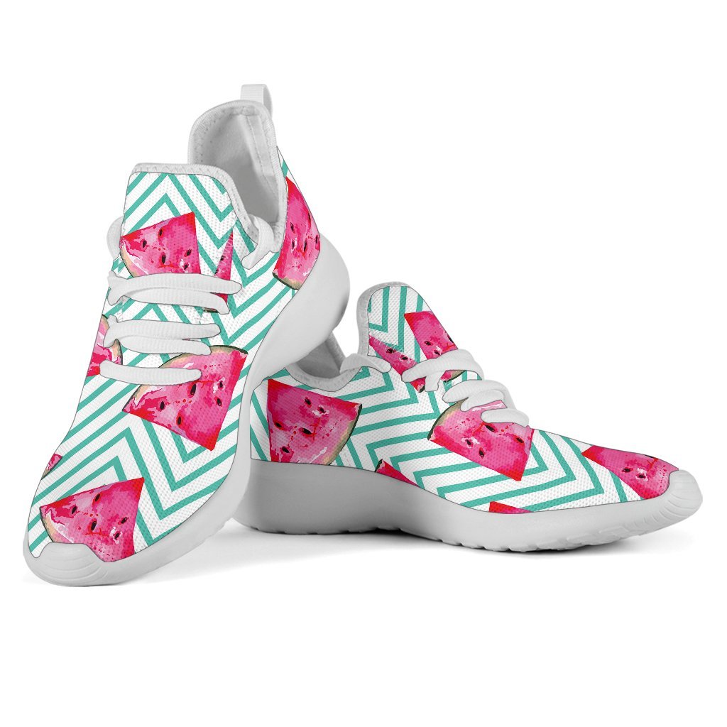 Teal Chevron Watermelon Pattern Print Mesh Knit Shoes GearFrost