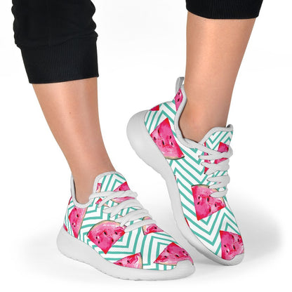 Teal Chevron Watermelon Pattern Print Mesh Knit Shoes GearFrost