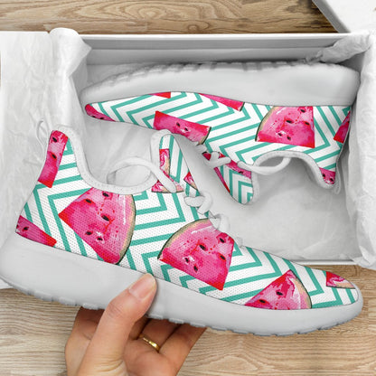 Teal Chevron Watermelon Pattern Print Mesh Knit Shoes GearFrost