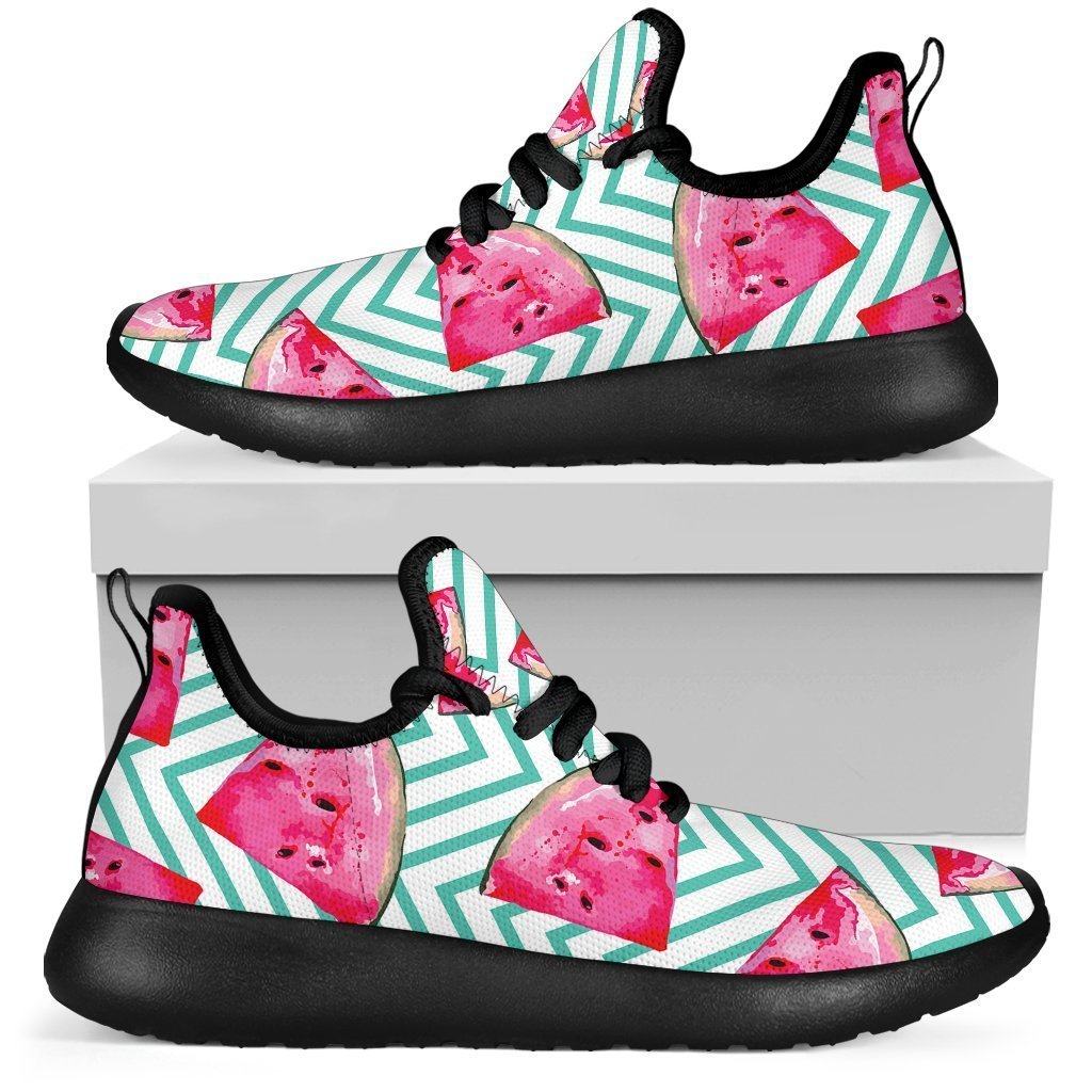 Teal Chevron Watermelon Pattern Print Mesh Knit Shoes GearFrost