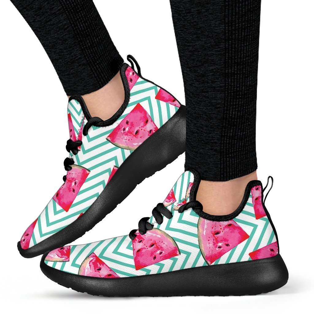 Teal Chevron Watermelon Pattern Print Mesh Knit Shoes GearFrost