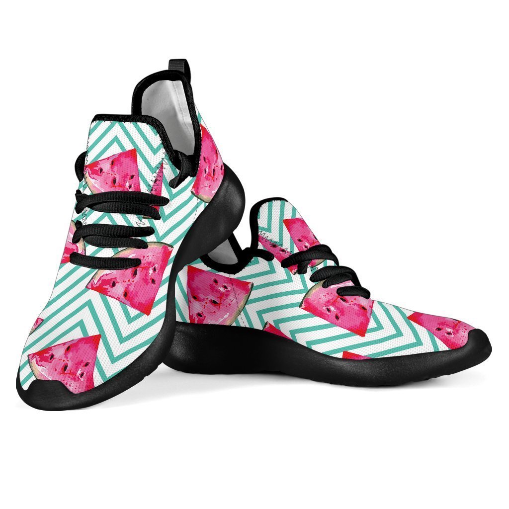 Teal Chevron Watermelon Pattern Print Mesh Knit Shoes GearFrost