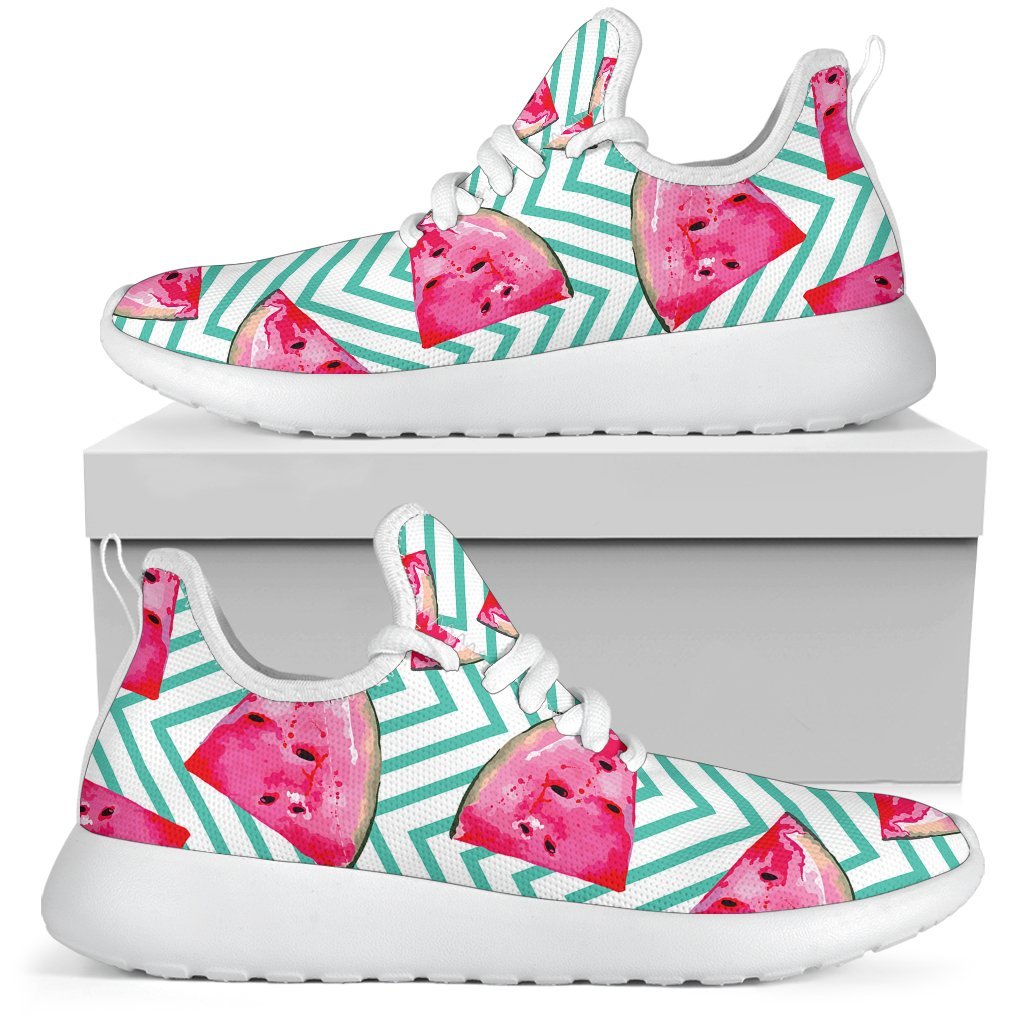 Teal Chevron Watermelon Pattern Print Mesh Knit Shoes GearFrost