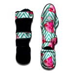 Teal Chevron Watermelon Pattern Print Muay Thai Shin Guard