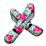 Teal Chevron Watermelon Pattern Print Muay Thai Shin Guard