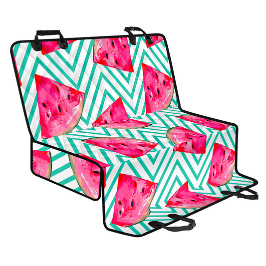 Teal Chevron Watermelon Pattern Print Pet Car Back Seat Cover