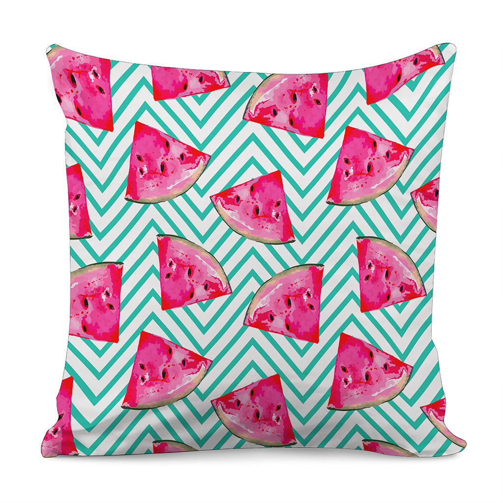 Teal Chevron Watermelon Pattern Print Pillow Cover