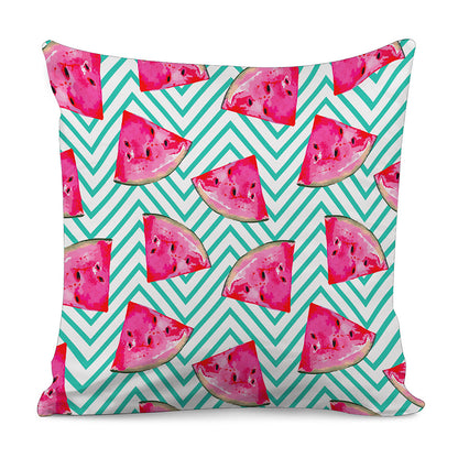Teal Chevron Watermelon Pattern Print Pillow Cover