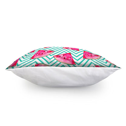 Teal Chevron Watermelon Pattern Print Pillow Cover