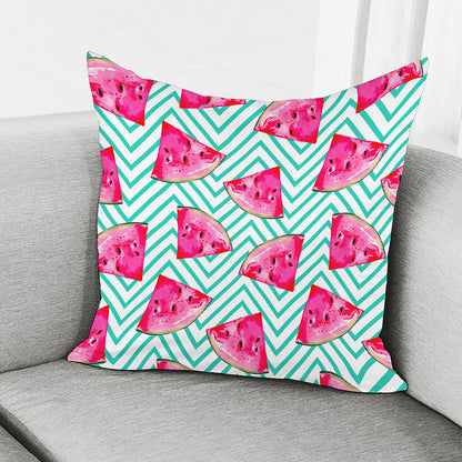 Teal Chevron Watermelon Pattern Print Pillow Cover