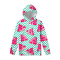 Teal Chevron Watermelon Pattern Print Pullover Hoodie