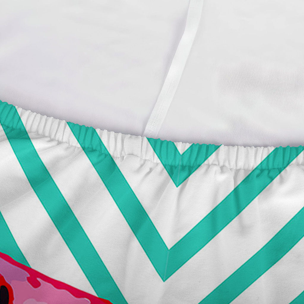 Teal Chevron Watermelon Pattern Print Sofa Cover