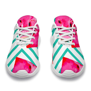 Teal Chevron Watermelon Pattern Print Sport Shoes GearFrost