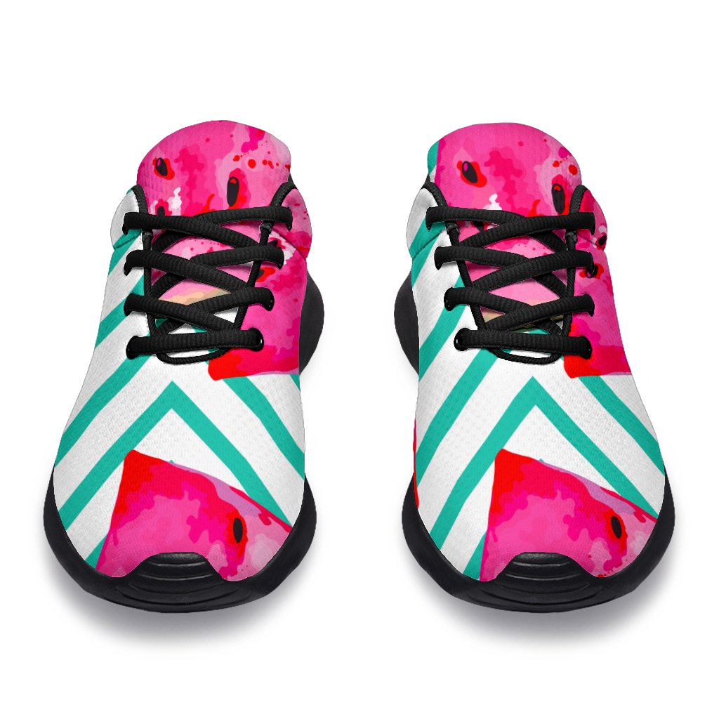 Teal Chevron Watermelon Pattern Print Sport Shoes GearFrost