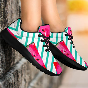 Teal Chevron Watermelon Pattern Print Sport Shoes GearFrost