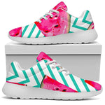 Teal Chevron Watermelon Pattern Print Sport Shoes GearFrost