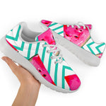 Teal Chevron Watermelon Pattern Print Sport Shoes GearFrost