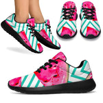 Teal Chevron Watermelon Pattern Print Sport Shoes GearFrost