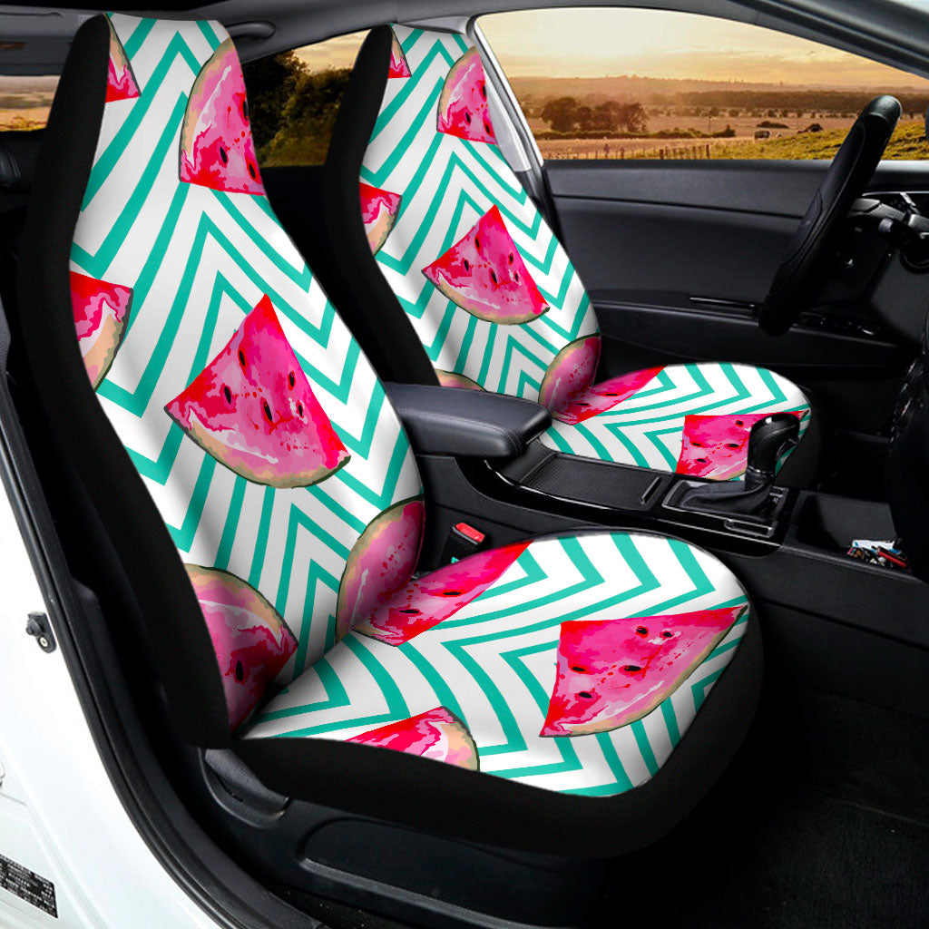 Teal Chevron Watermelon Pattern Print Universal Fit Car Seat Covers