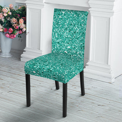 Teal Glitter Artwork Print Dining Chair Slipcover