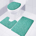 Teal (NOT Real) Glitter Print 3 Piece Bath Mat Set