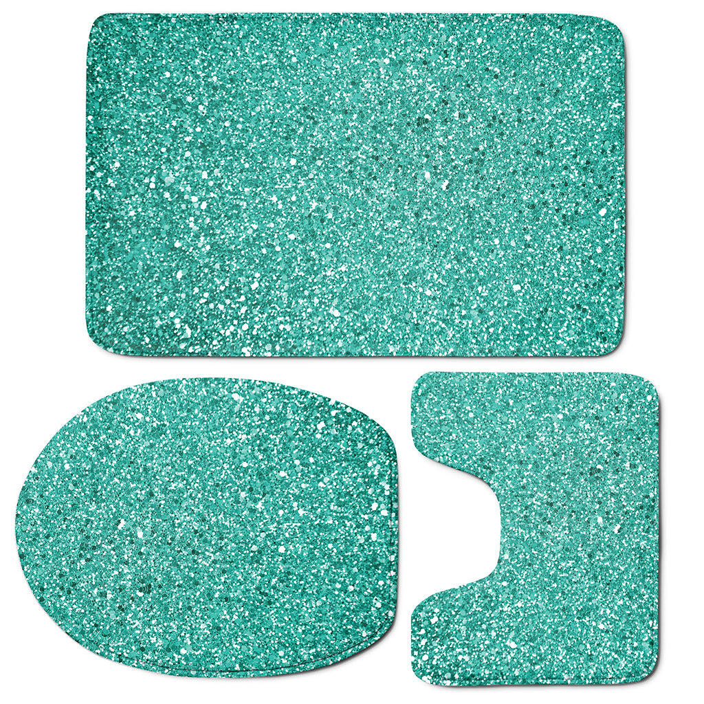 Teal Glitter Artwork Print (NOT Real Glitter) 3 Piece Bath Mat Set