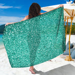 Teal Glitter Artwork Print (NOT Real Glitter) Beach Sarong Wrap