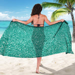 Teal Glitter Artwork Print (NOT Real Glitter) Beach Sarong Wrap