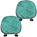 Teal (NOT Real) Glitter Print Car Headrest Covers