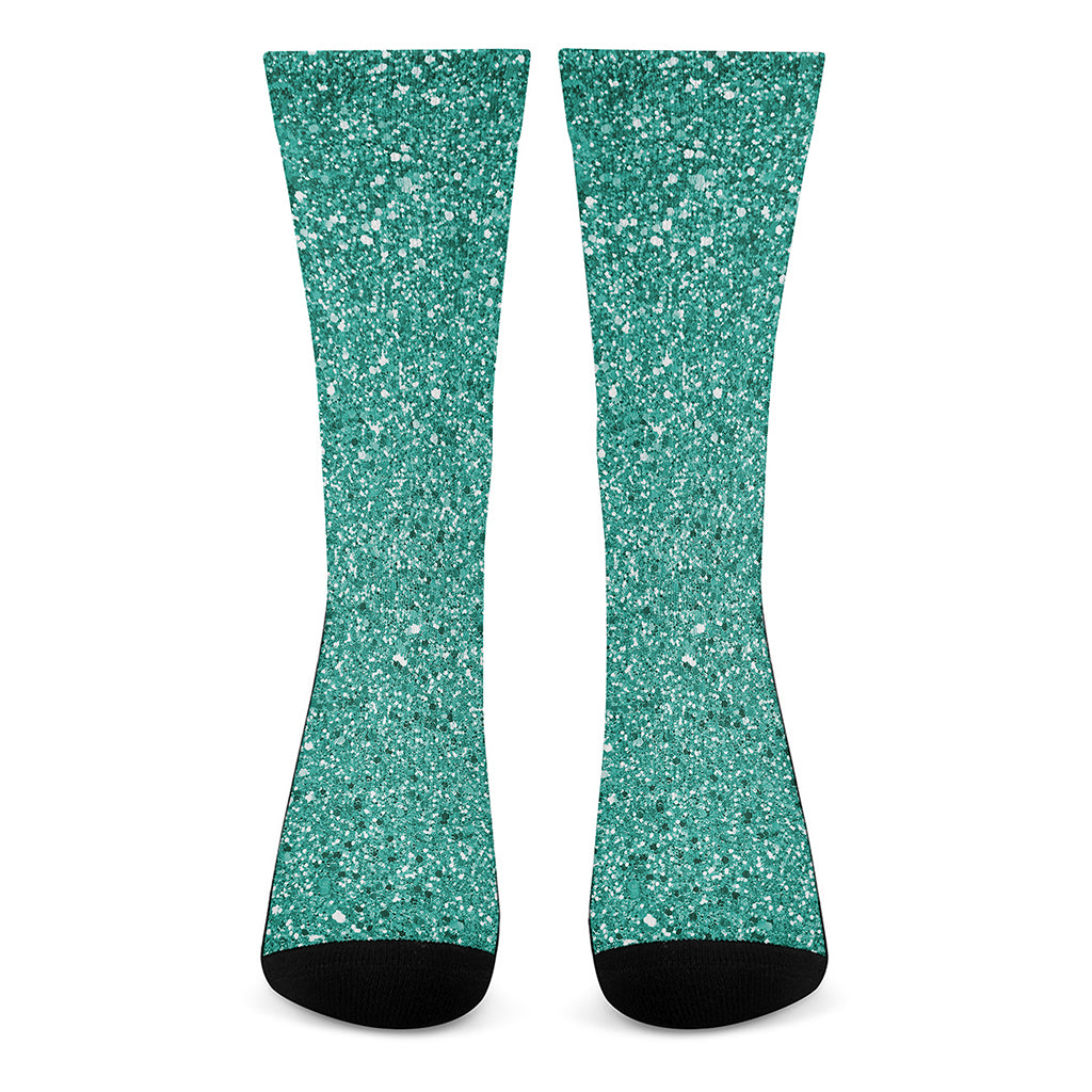 Teal Glitter Artwork Print (NOT Real Glitter) Crew Socks