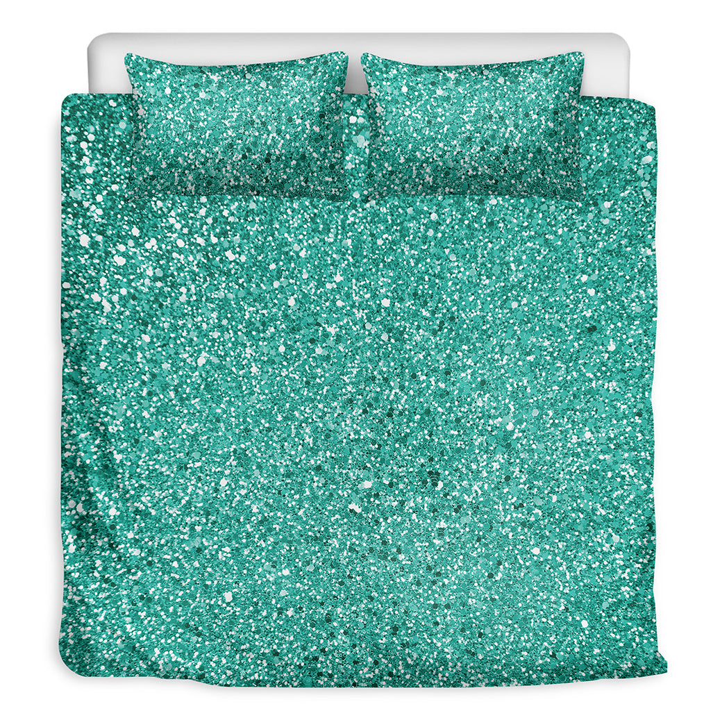 Teal Glitter Artwork Print (NOT Real Glitter) Duvet Cover Bedding Set