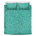 Teal (NOT Real) Glitter Print Duvet Cover Bedding Set