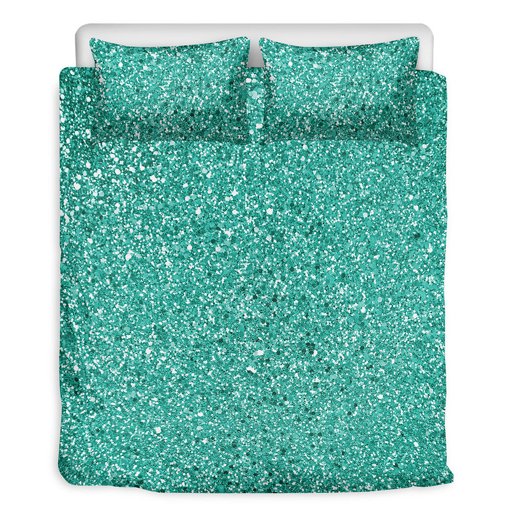Teal Glitter Artwork Print (NOT Real Glitter) Duvet Cover Bedding Set