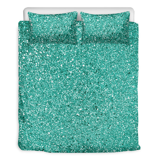 Teal Glitter Artwork Print (NOT Real Glitter) Duvet Cover Bedding Set
