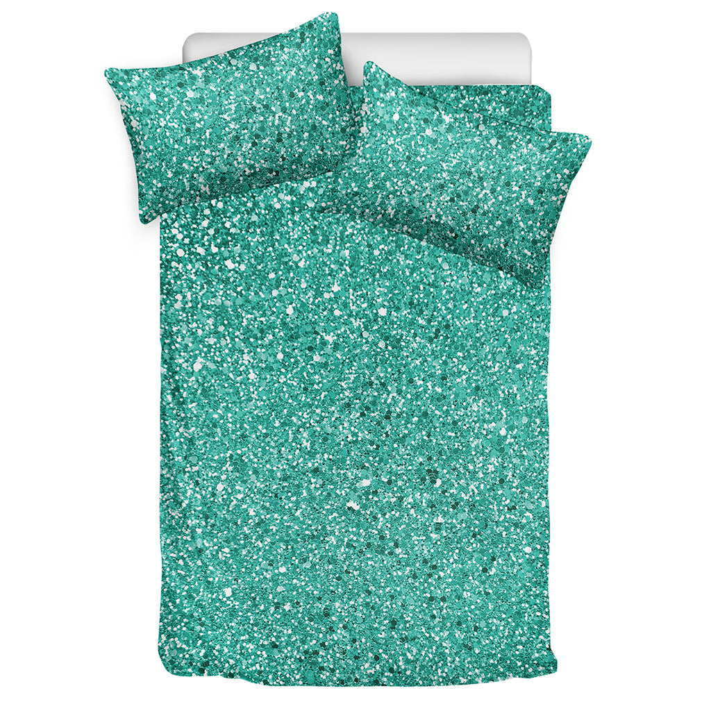 Teal Glitter Artwork Print (NOT Real Glitter) Duvet Cover Bedding Set
